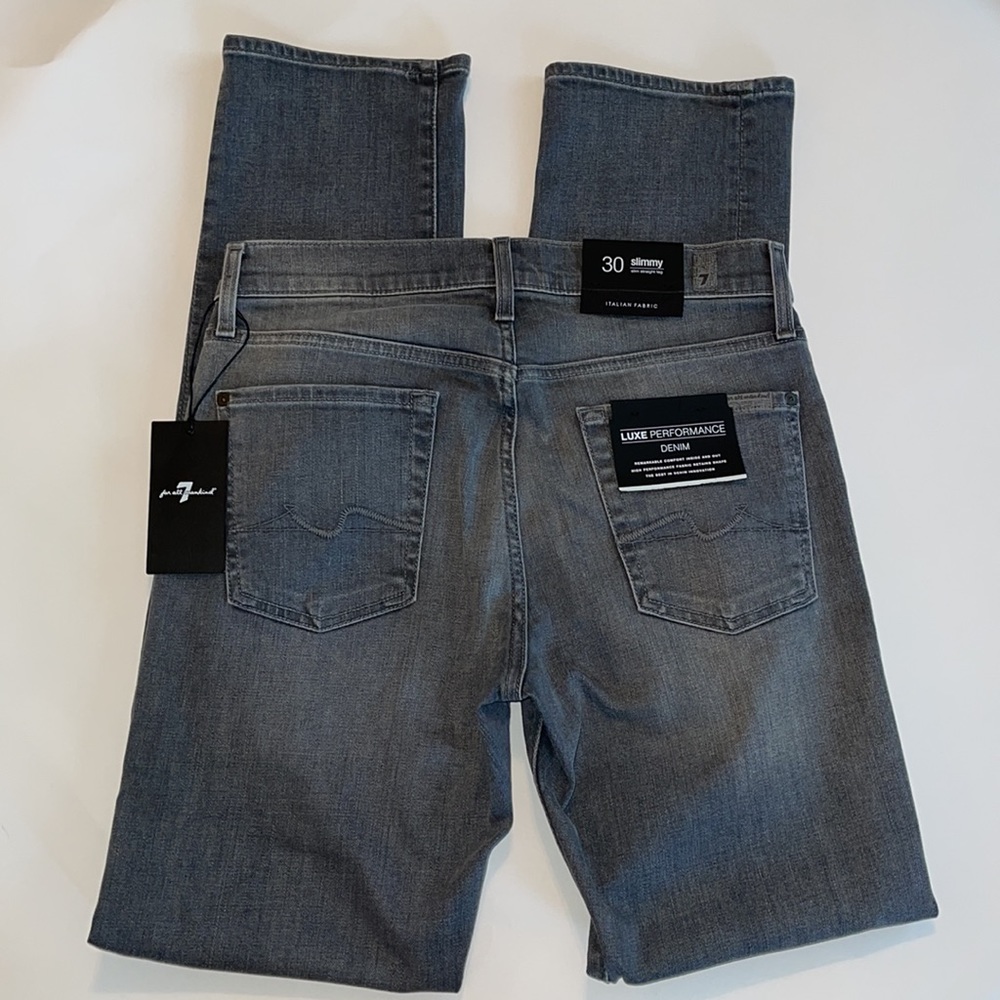7 For All Mankind Jeans Slim Straight Leg Gray Size 30 NWT - Picture 3 of 17